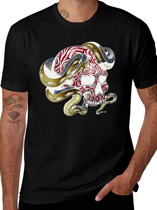 Skull & Snake Graphic Tee - Black