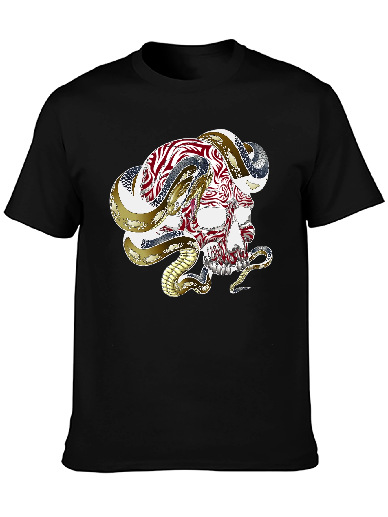 Skull & Snake Graphic Tee - Black