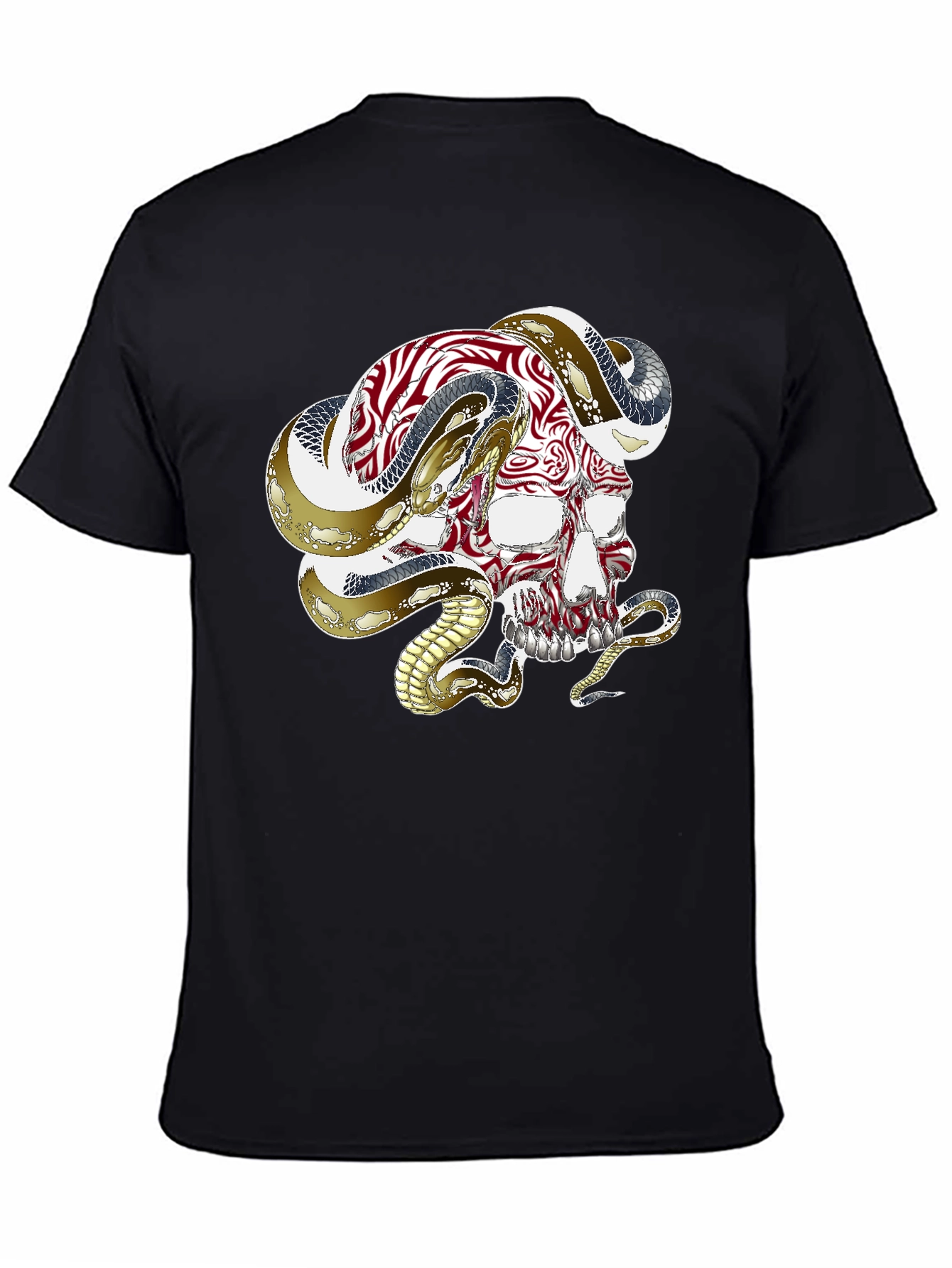 Skull & Snake Graphic Tee - Black