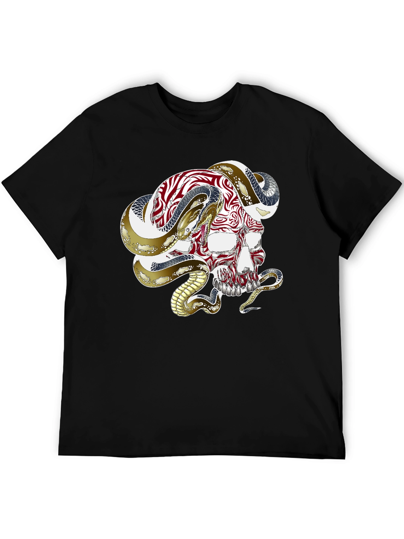 Skull & Snake Graphic Tee - Black