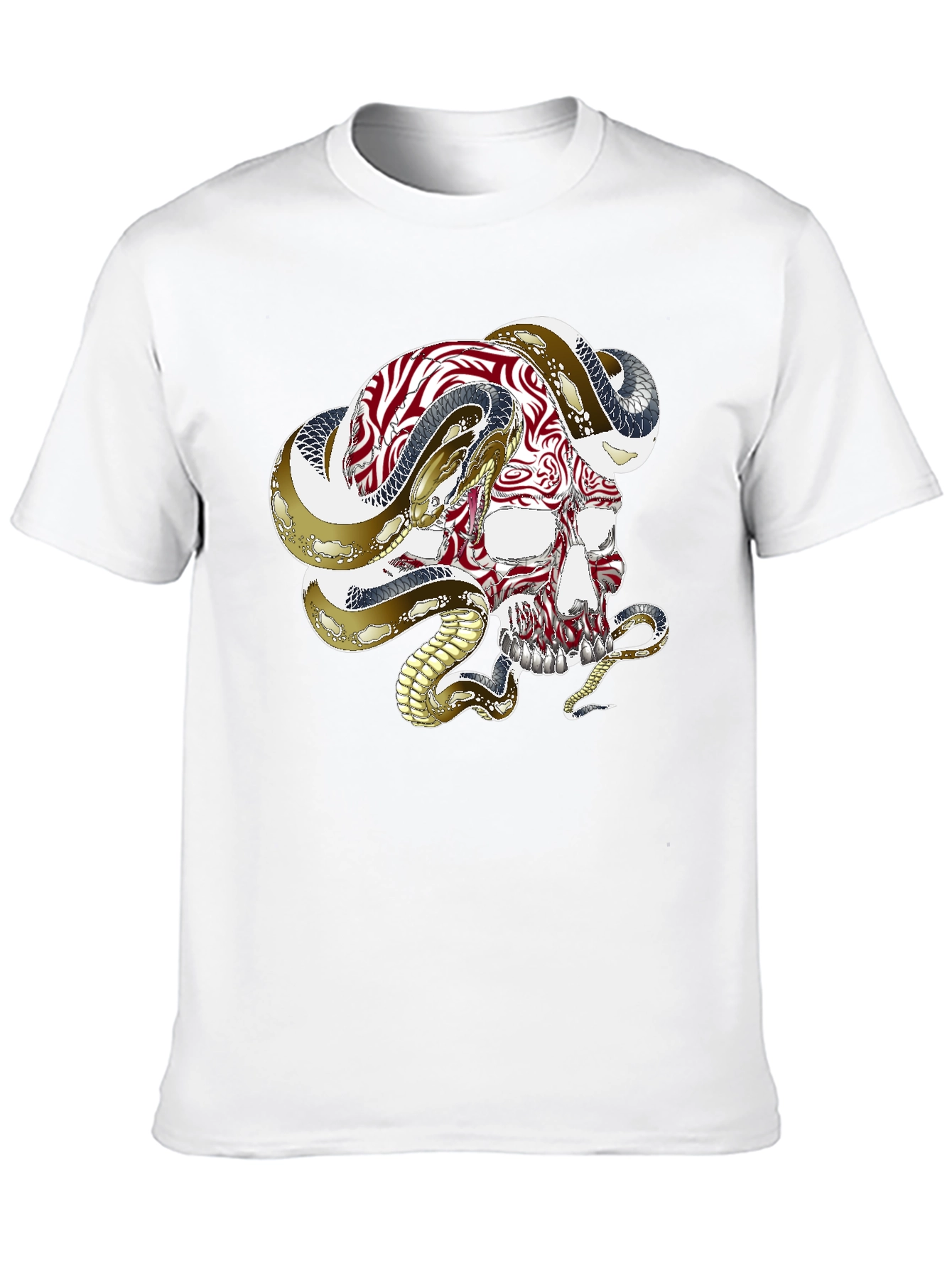 Skull & Snake Graphic Tee - Black