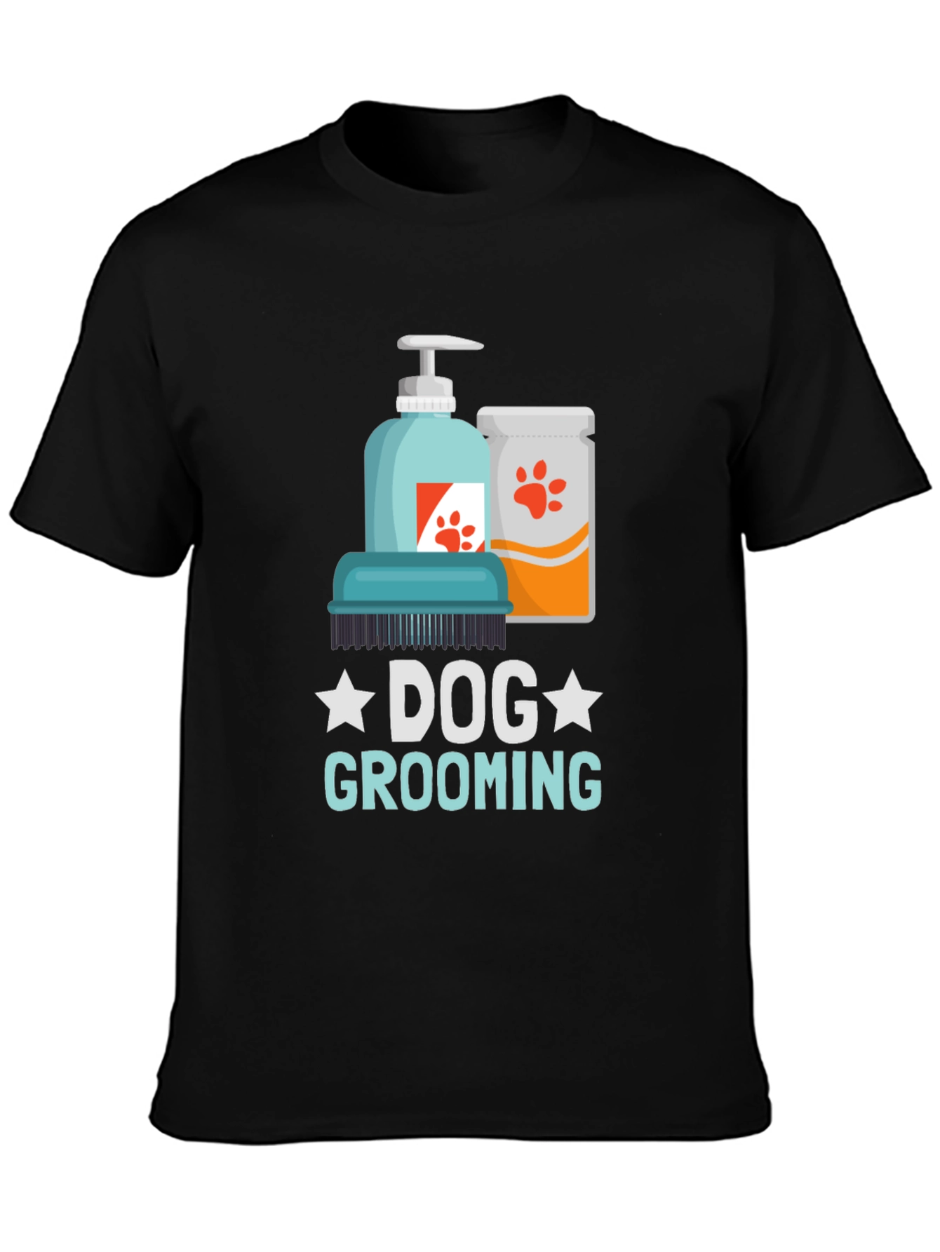 Dog Grooming T-Shirt: Paw Print Design