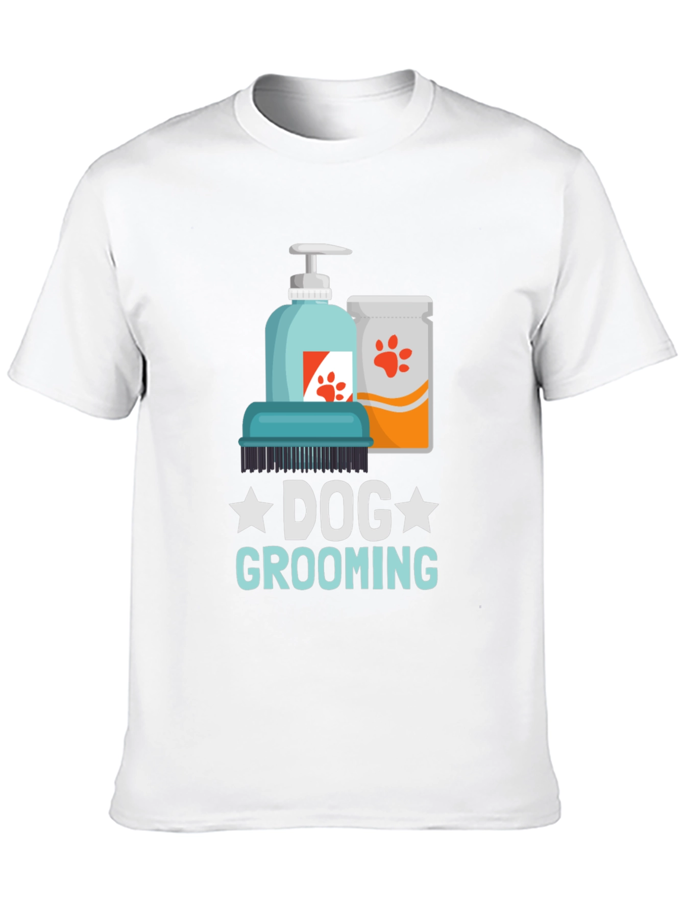 Dog Grooming T-Shirt: Paw Print Design