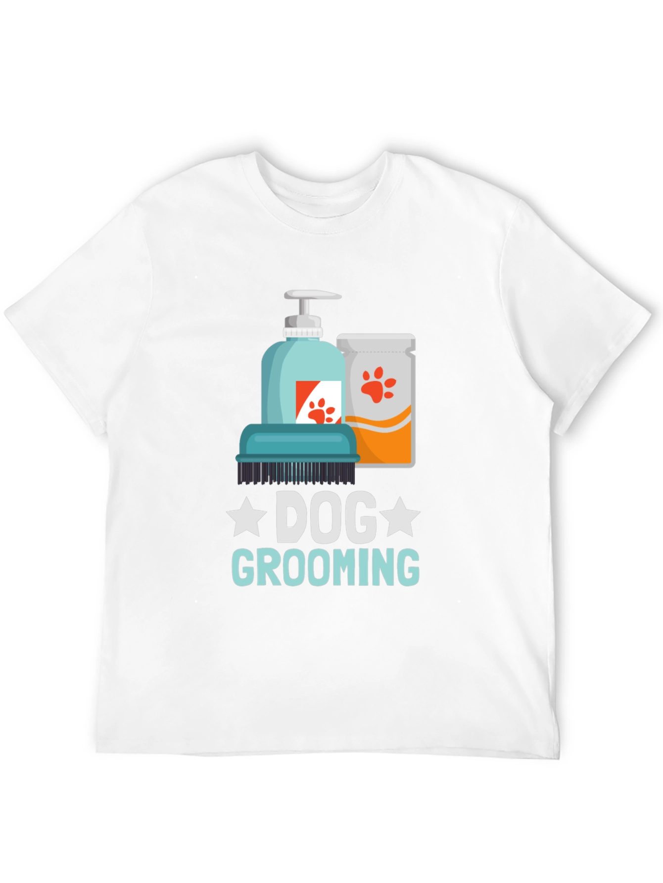 Dog Grooming T-Shirt: Paw Print Design