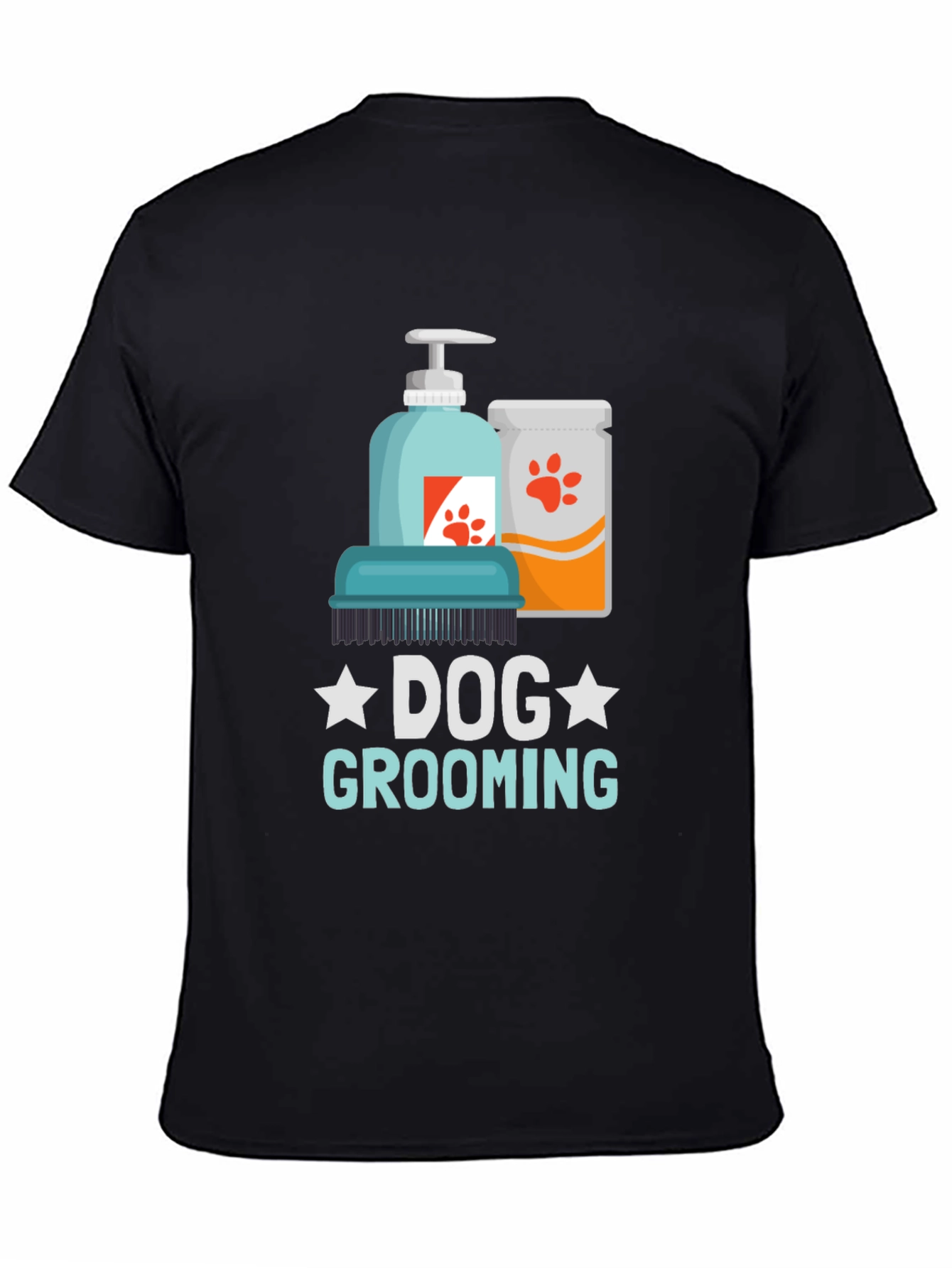 Dog Grooming T-Shirt: Paw Print Design