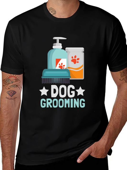 Dog Grooming T-Shirt: Paw Print Design