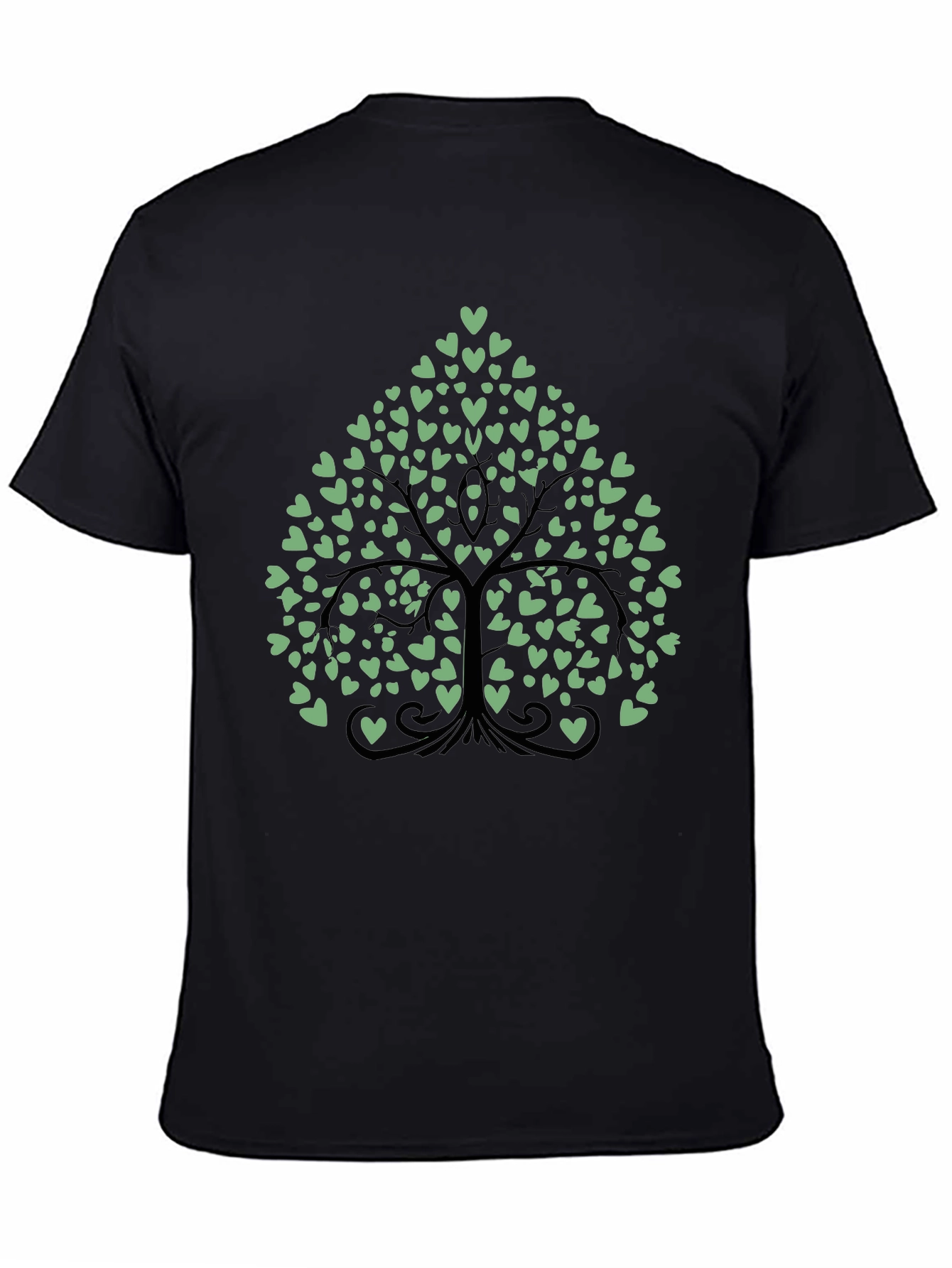 Heart Tree Graphic Tee - Stylish Mens Black T-Shirt