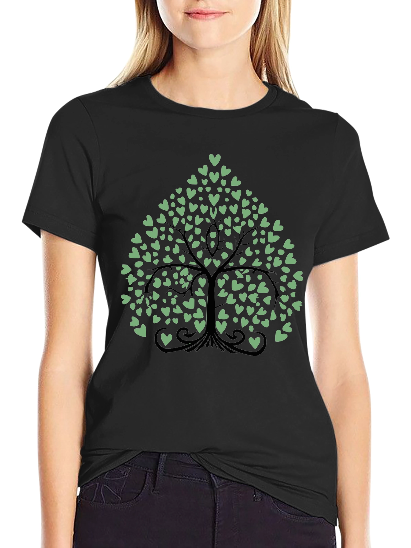 Heart Tree Graphic Tee - Stylish Mens Black T-Shirt