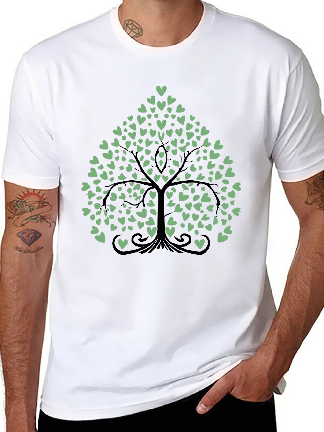 Heart Tree Graphic Tee - Stylish Mens Black T-Shirt