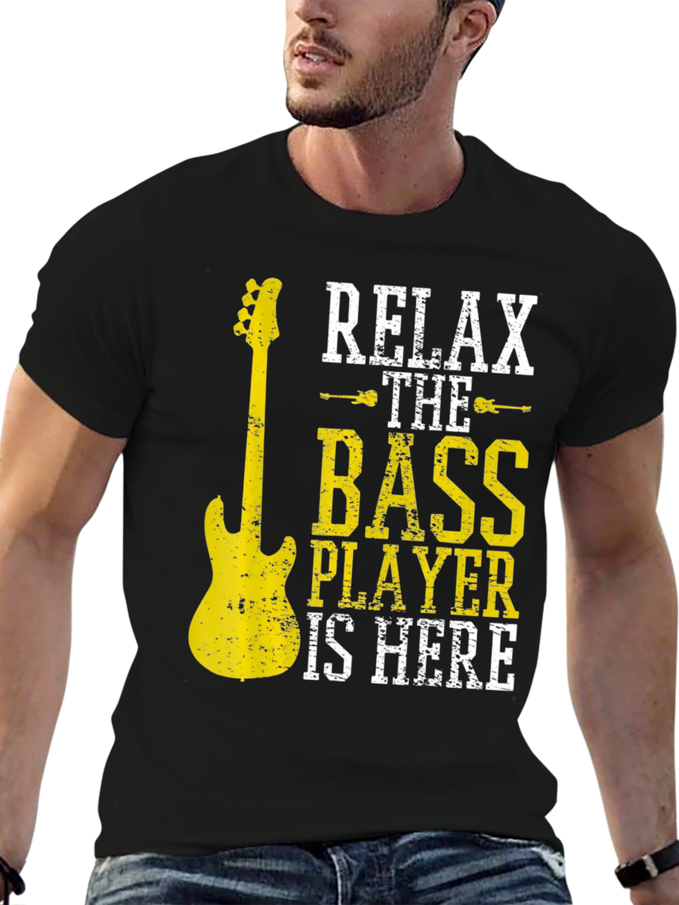 Relax The Bass Player Is Here Black T-Shirt