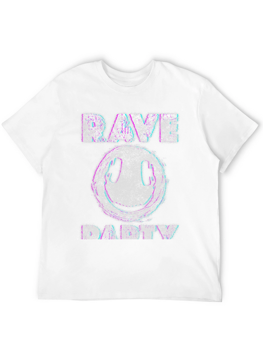 Rave Party Graphic T-Shirt - Distressed Smiley Face