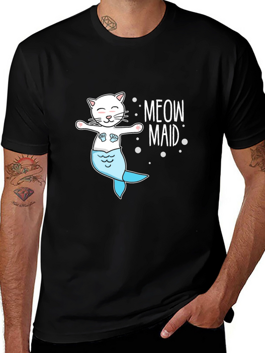 Meow Maid Cat Mermaid Graphic T-Shirt