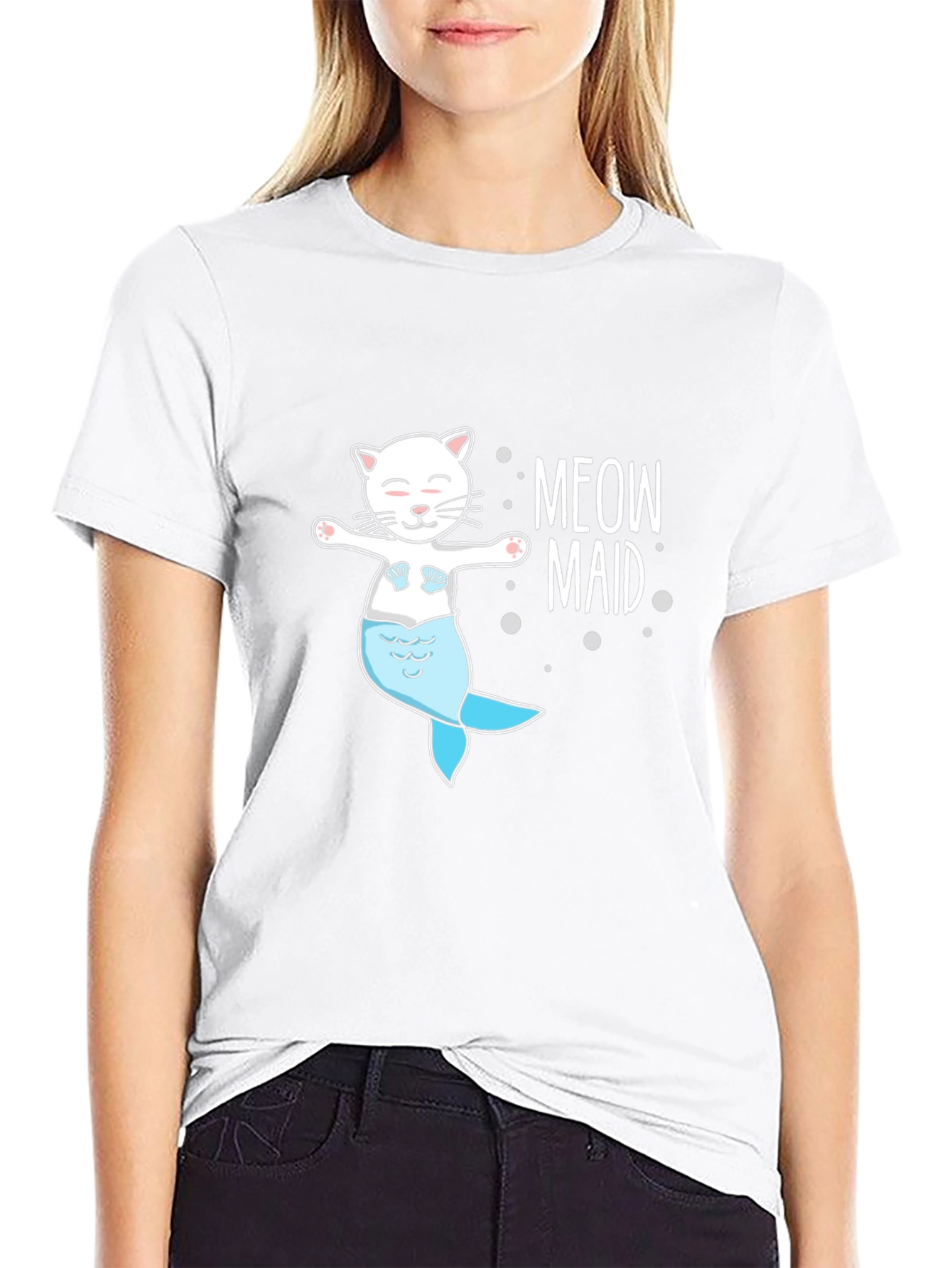 Meow Maid Cat Mermaid Graphic T-Shirt