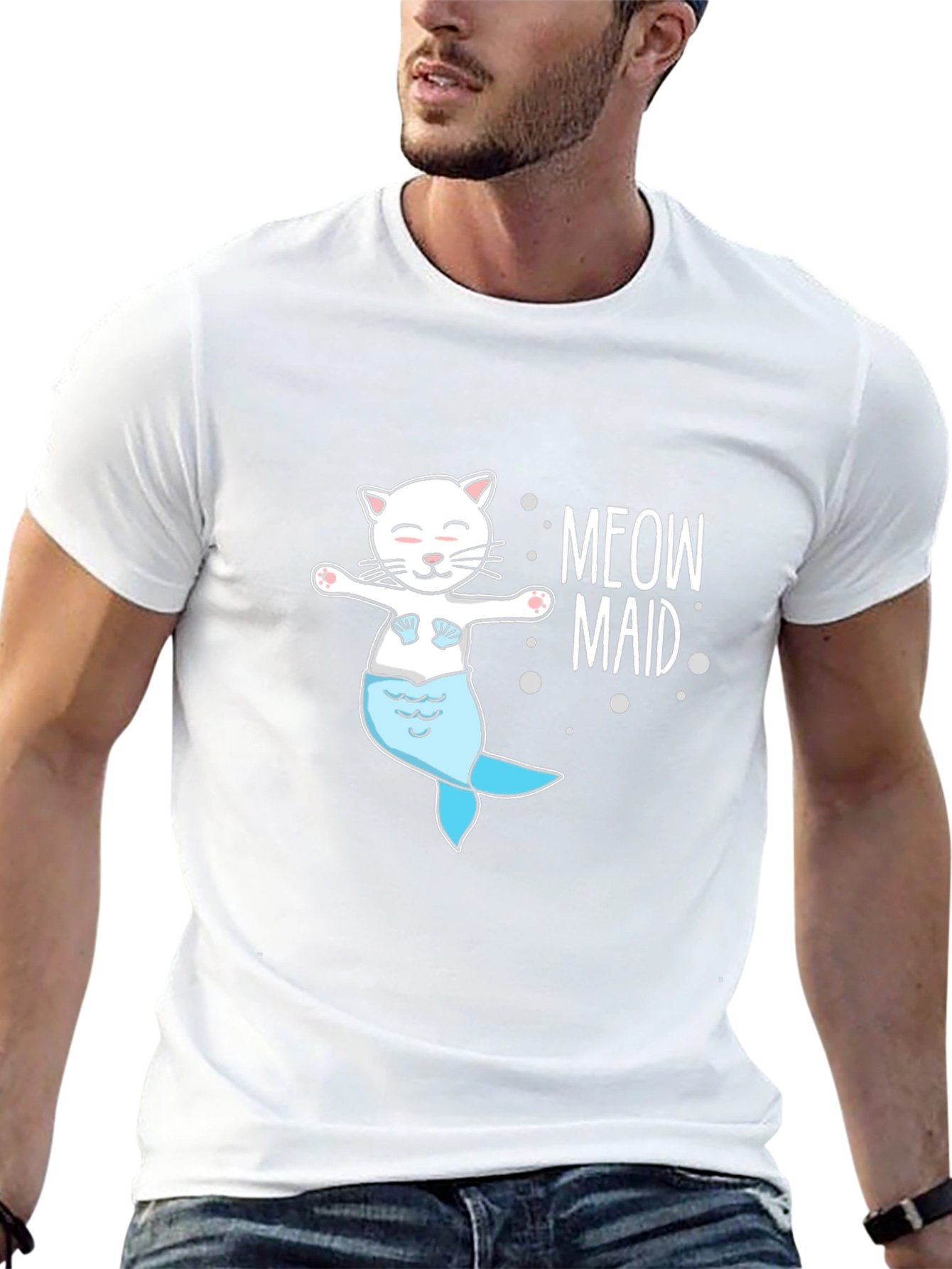 Meow Maid Cat Mermaid Graphic T-Shirt