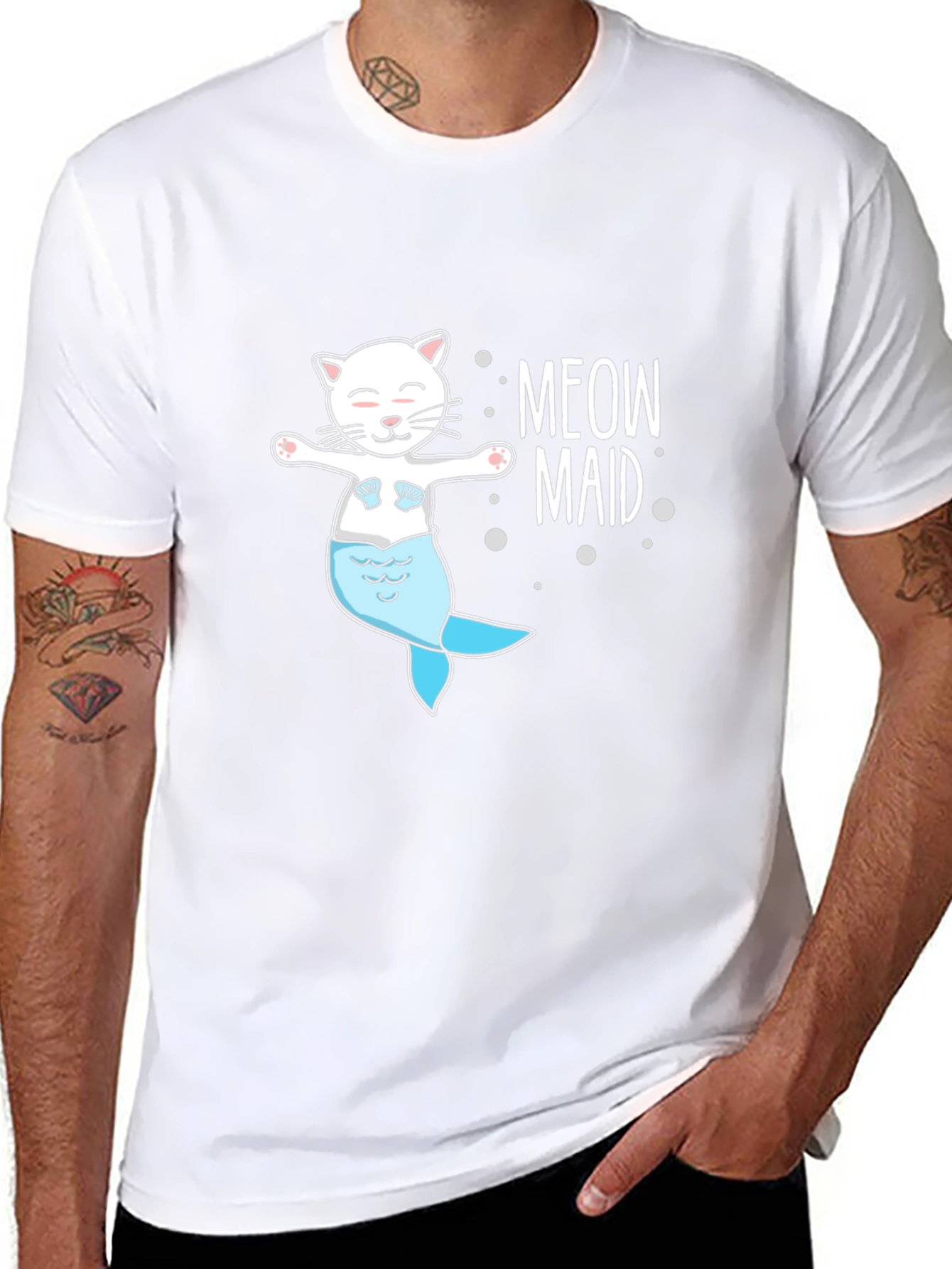 Meow Maid Cat Mermaid Graphic T-Shirt
