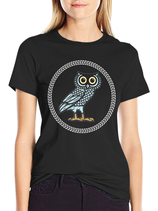 Owl Graphic Print Crew Neck T-Shirt