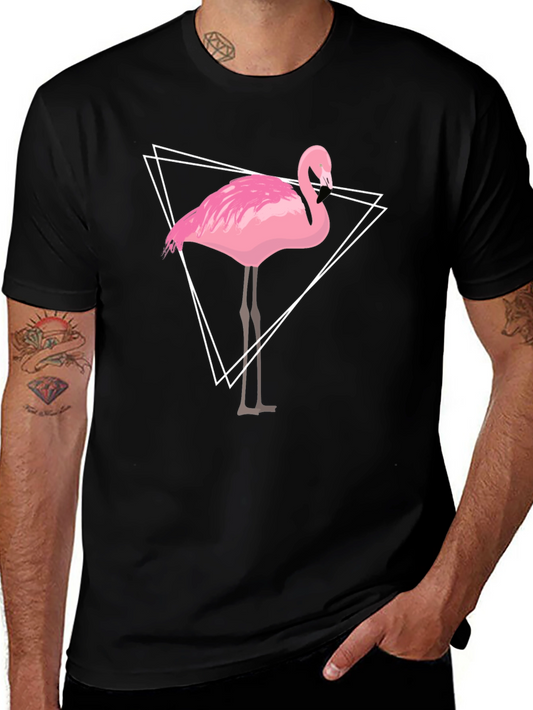 Flamingo Graphic Tee - Geometric Design