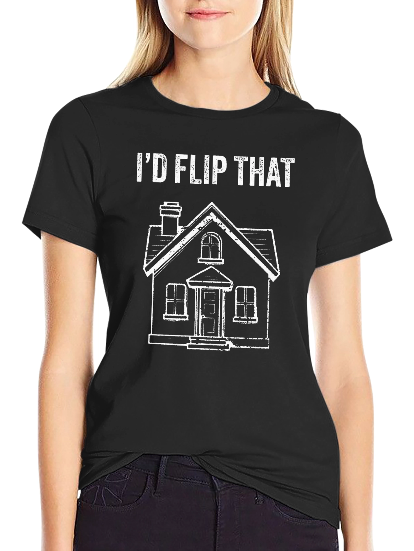 Id Flip That House Black Graphic Tee
