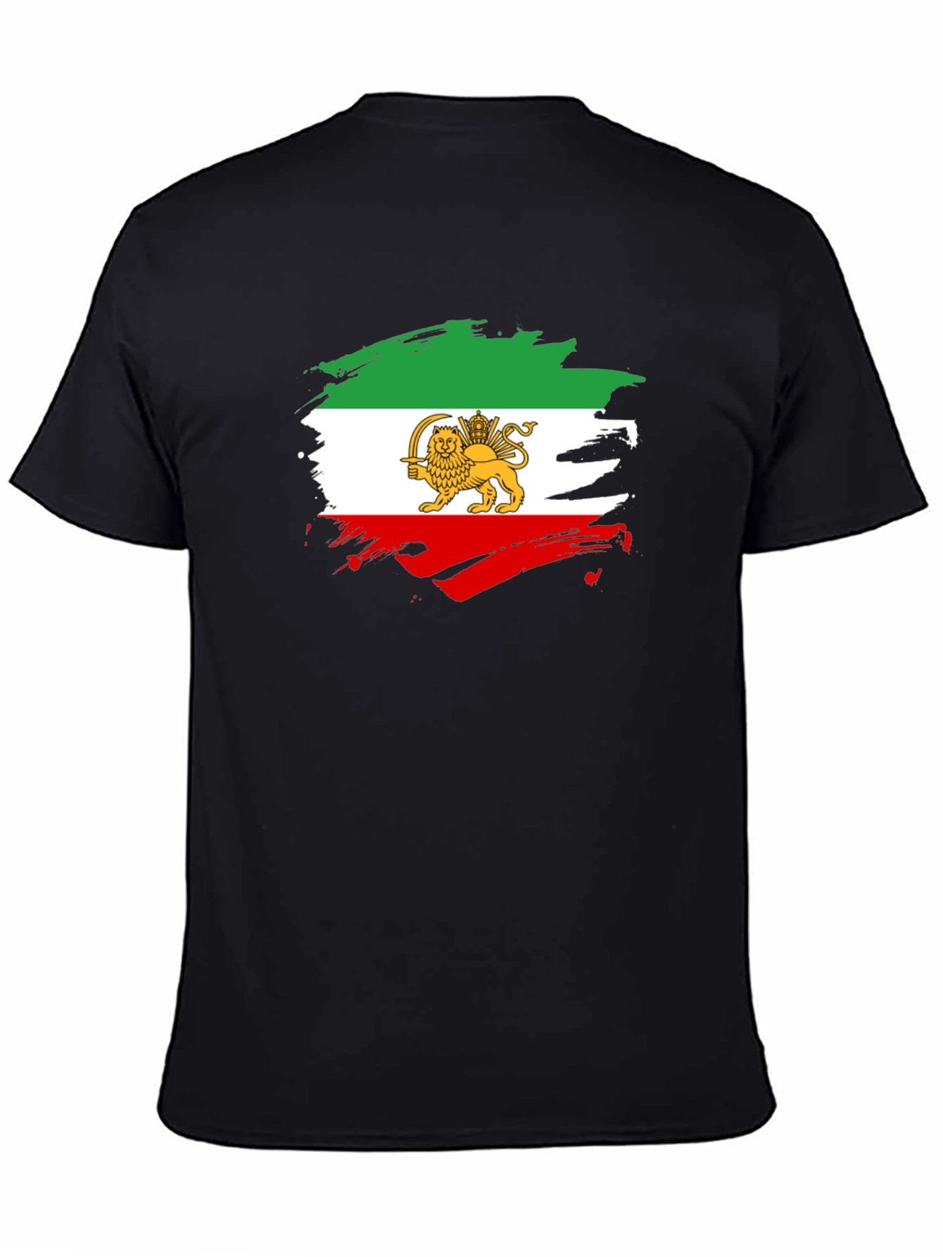 Iran Flag Lion Graphic Black T-Shirt