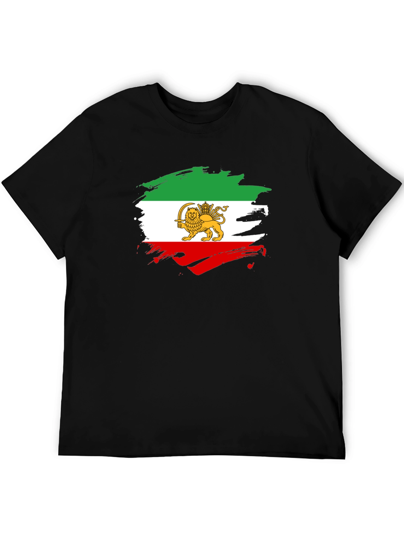 Iran Flag Lion Graphic Black T-Shirt