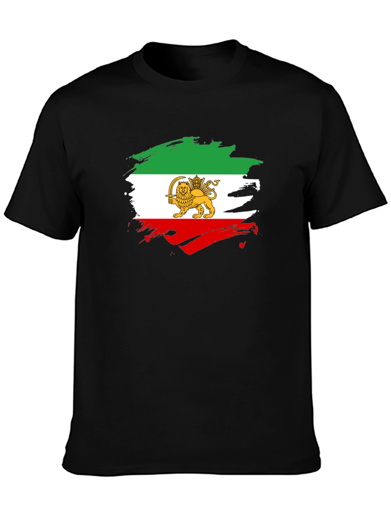 Iran Flag Lion Graphic Black T-Shirt