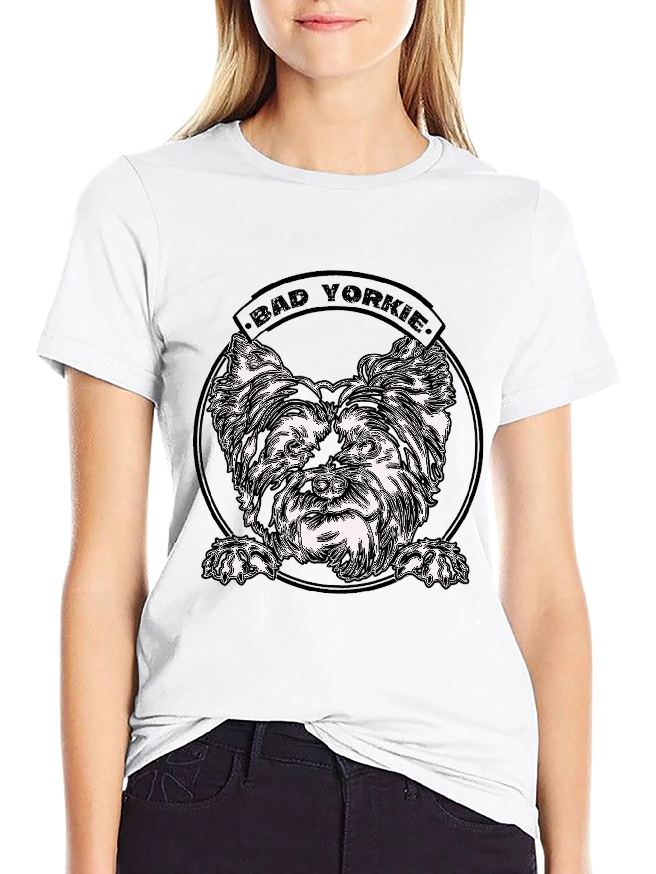 Bad Yorkie Graphic Tee - Black Cotton T-Shirt