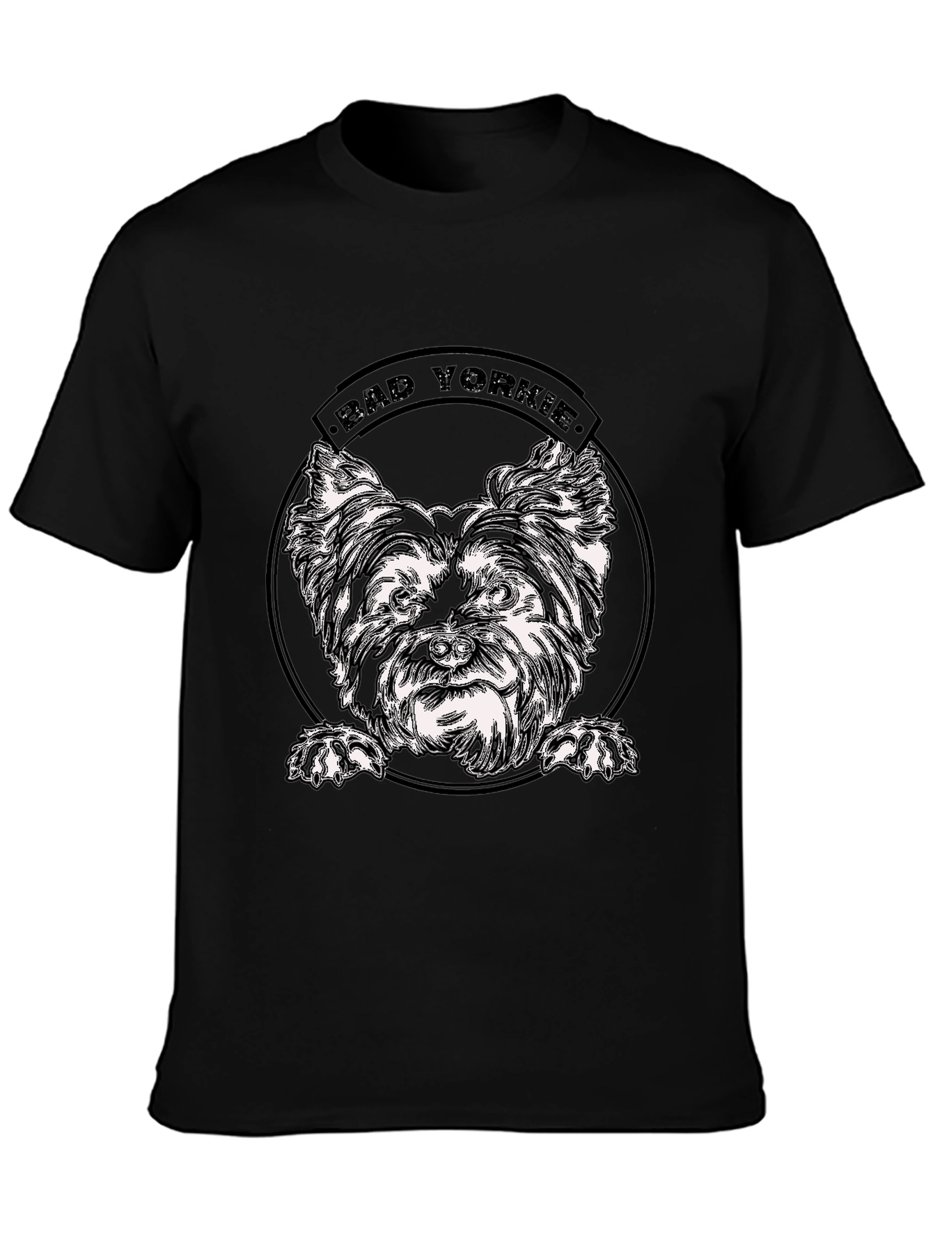 Bad Yorkie Graphic Tee - Black Cotton T-Shirt