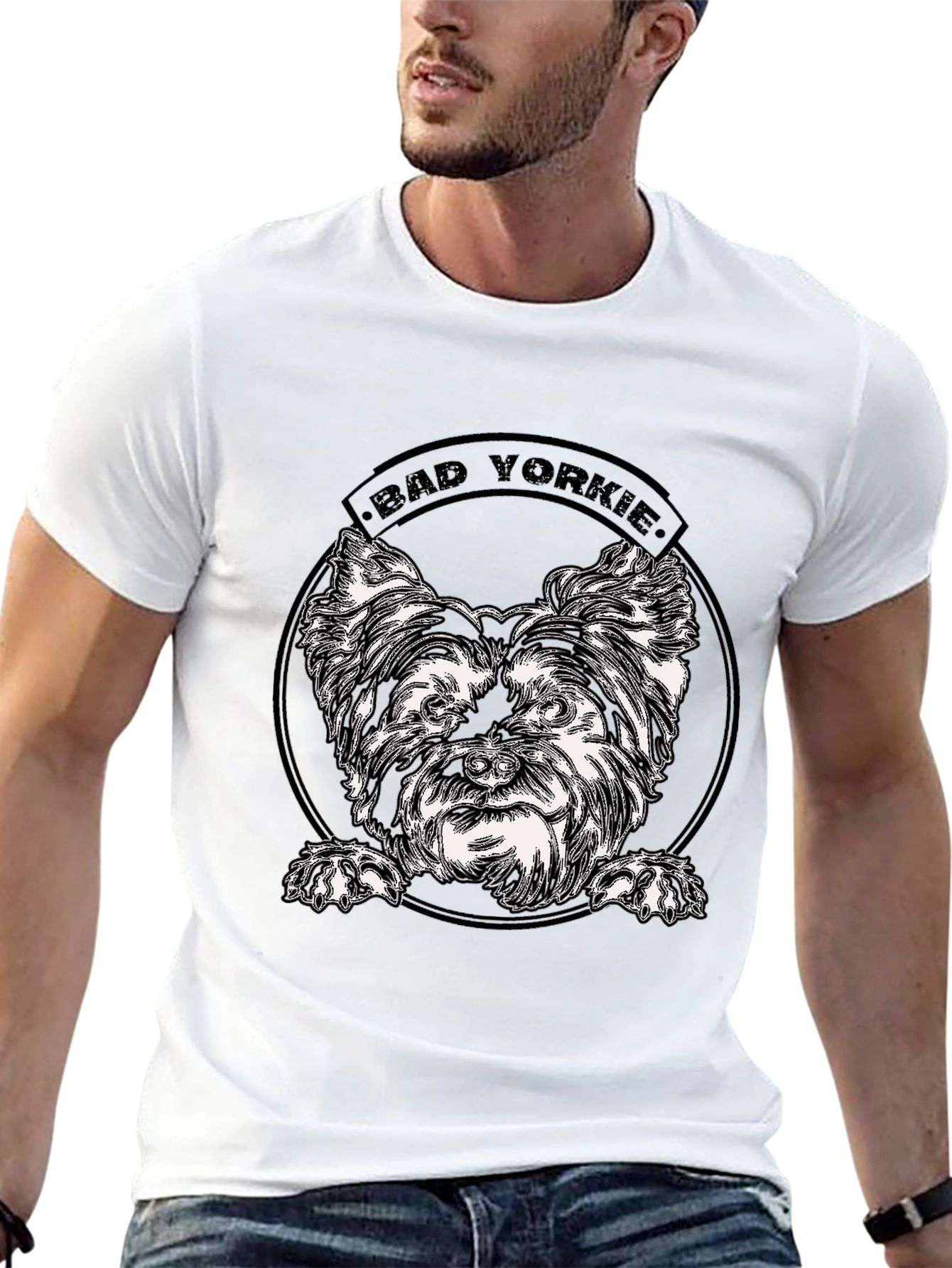 Bad Yorkie Graphic Tee - Black Cotton T-Shirt