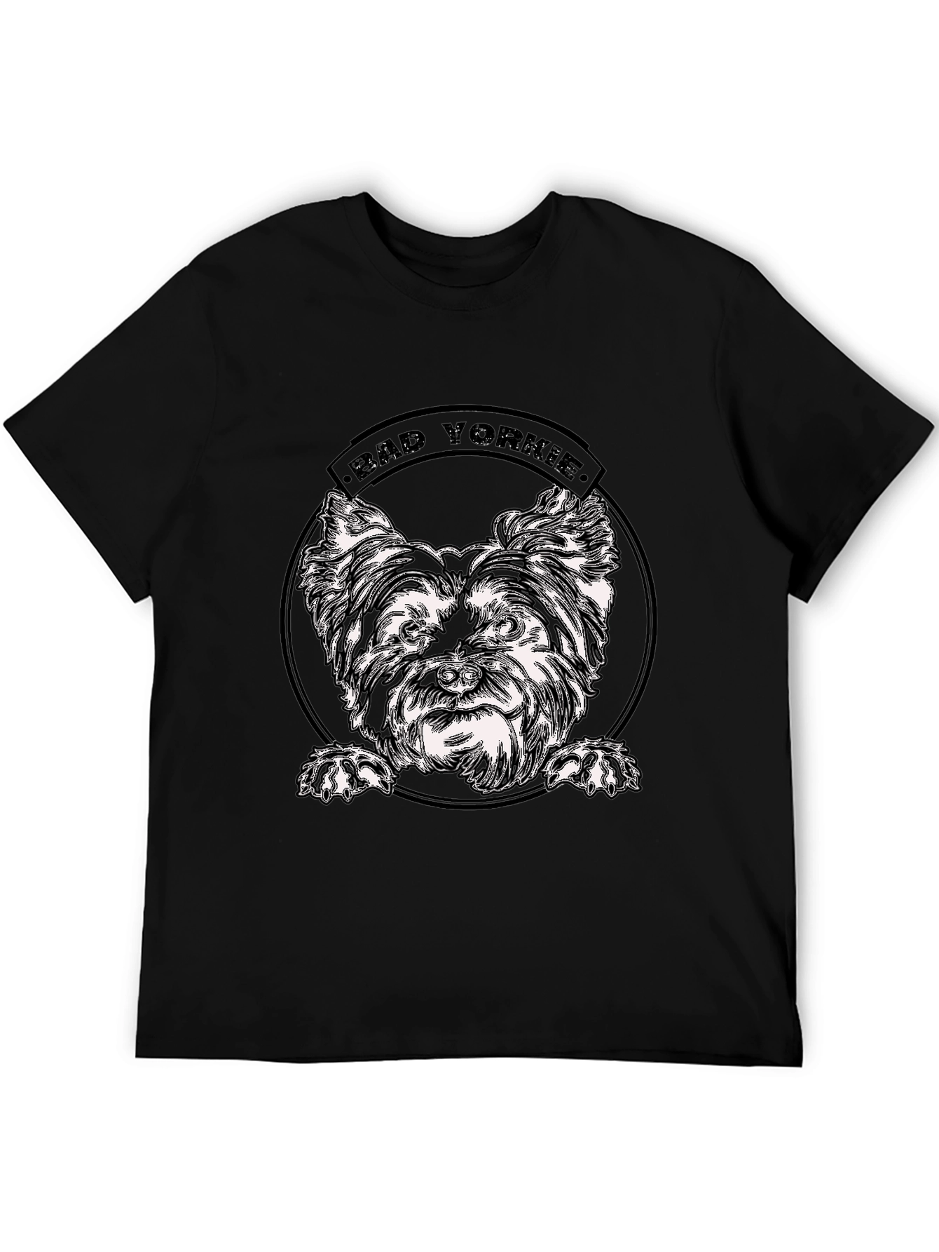 Bad Yorkie Graphic Tee - Black Cotton T-Shirt