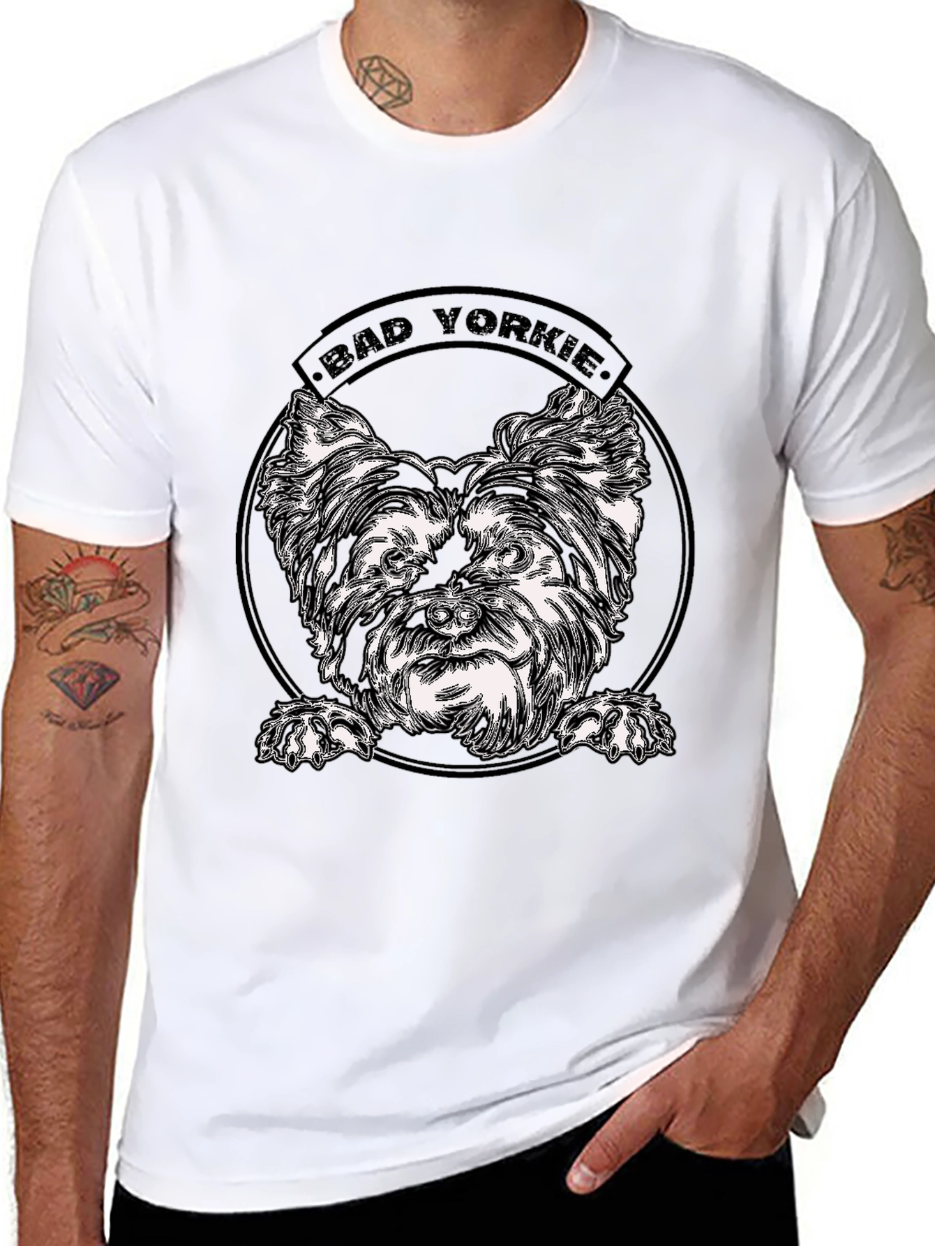 Bad Yorkie Graphic Tee - Black Cotton T-Shirt