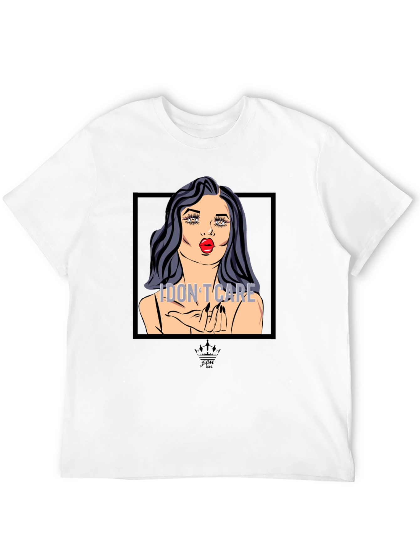 I Dont Care Pop Art Graphic Tee - Black