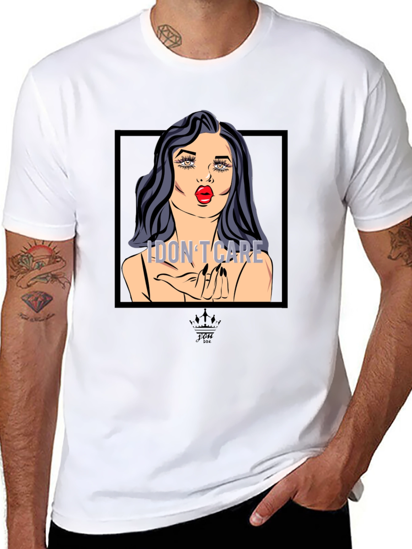 I Dont Care Pop Art Graphic Tee - Black