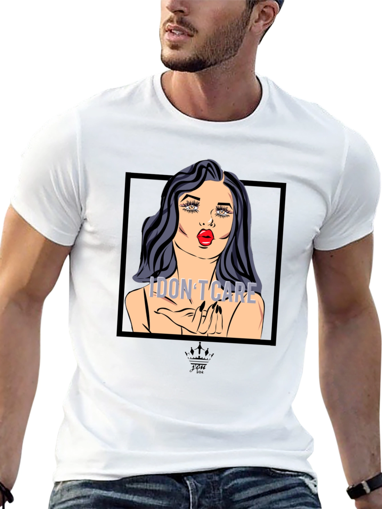 I Dont Care Pop Art Graphic Tee - Black