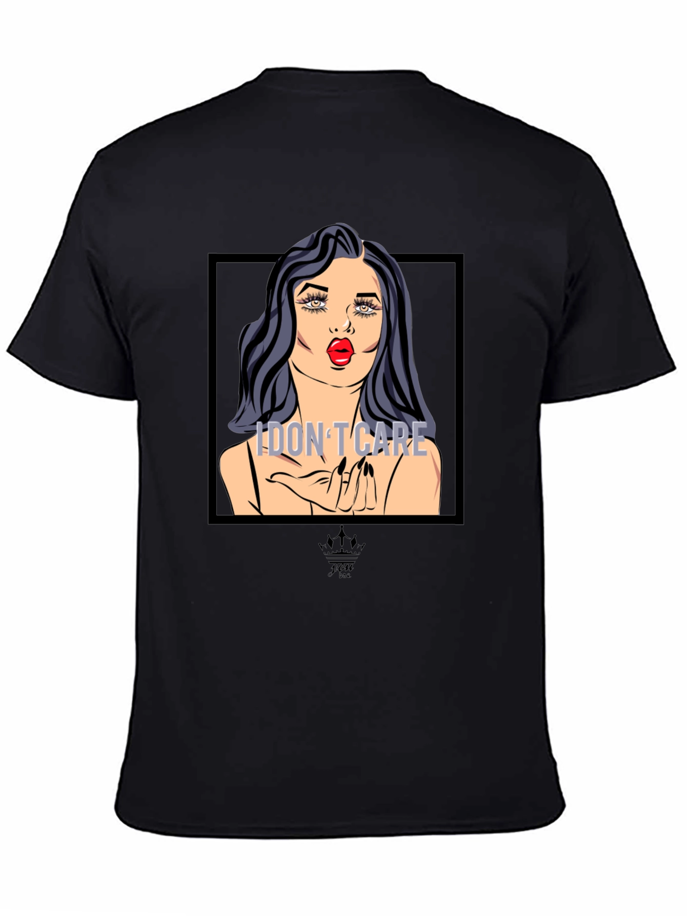 I Dont Care Pop Art Graphic Tee - Black