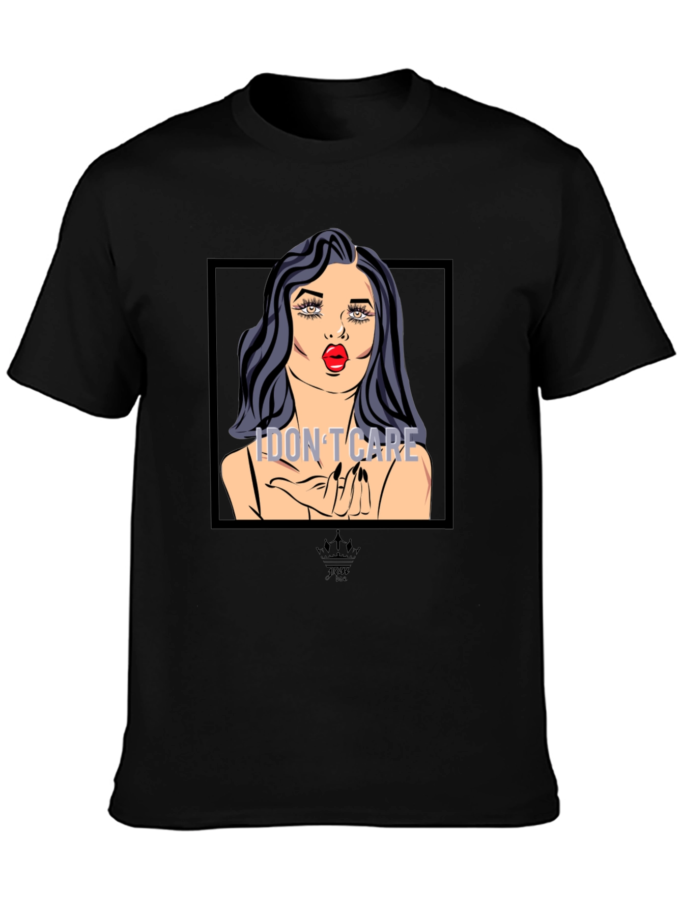 I Dont Care Pop Art Graphic Tee - Black
