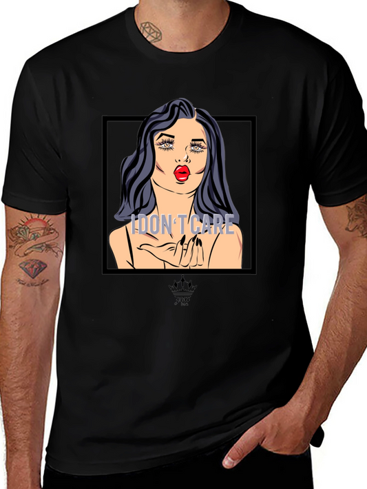 I Dont Care Pop Art Graphic Tee - Black