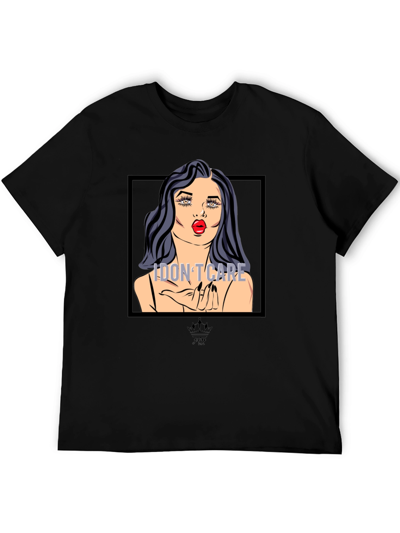 I Dont Care Pop Art Graphic Tee - Black