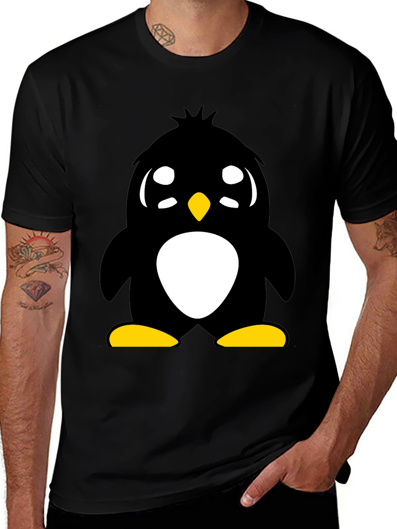 Cute Penguin Graphic Tee - Unisex Black T-Shirt