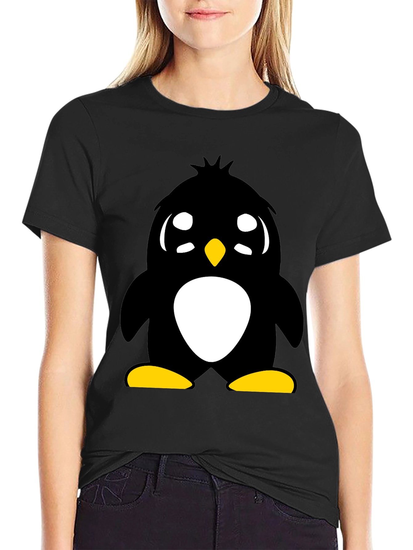 Cute Penguin Graphic Tee - Unisex Black T-Shirt