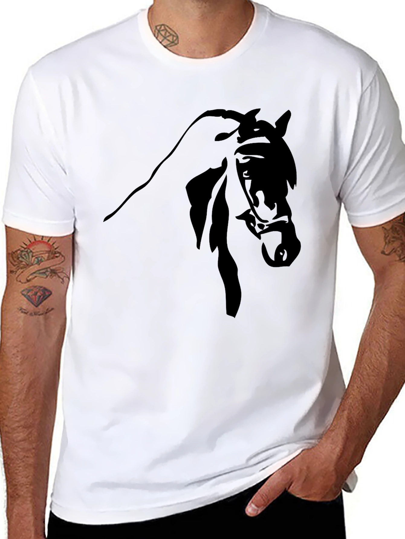 Black Horse Graphic Tee - Equestrian Style