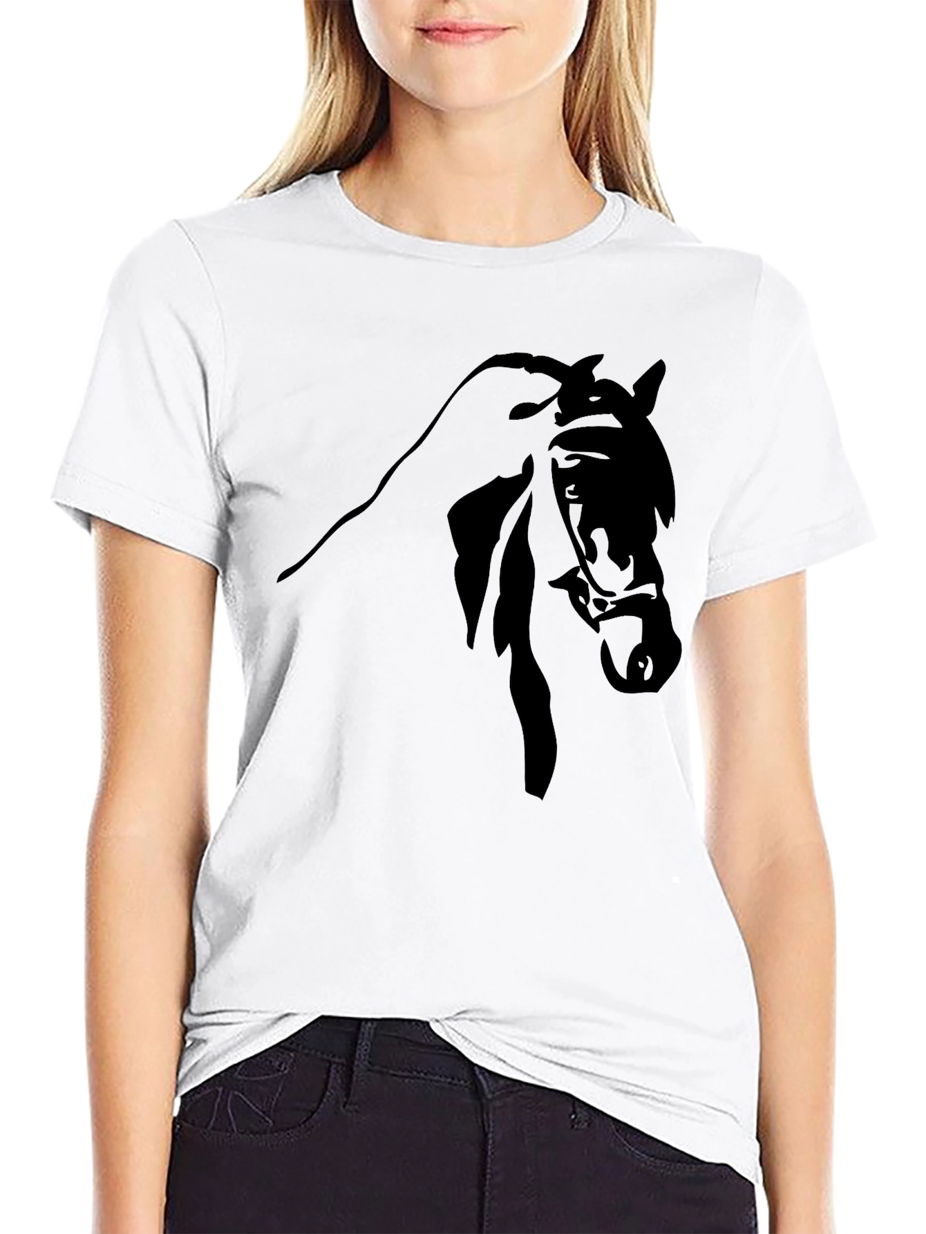 Black Horse Graphic Tee - Equestrian Style