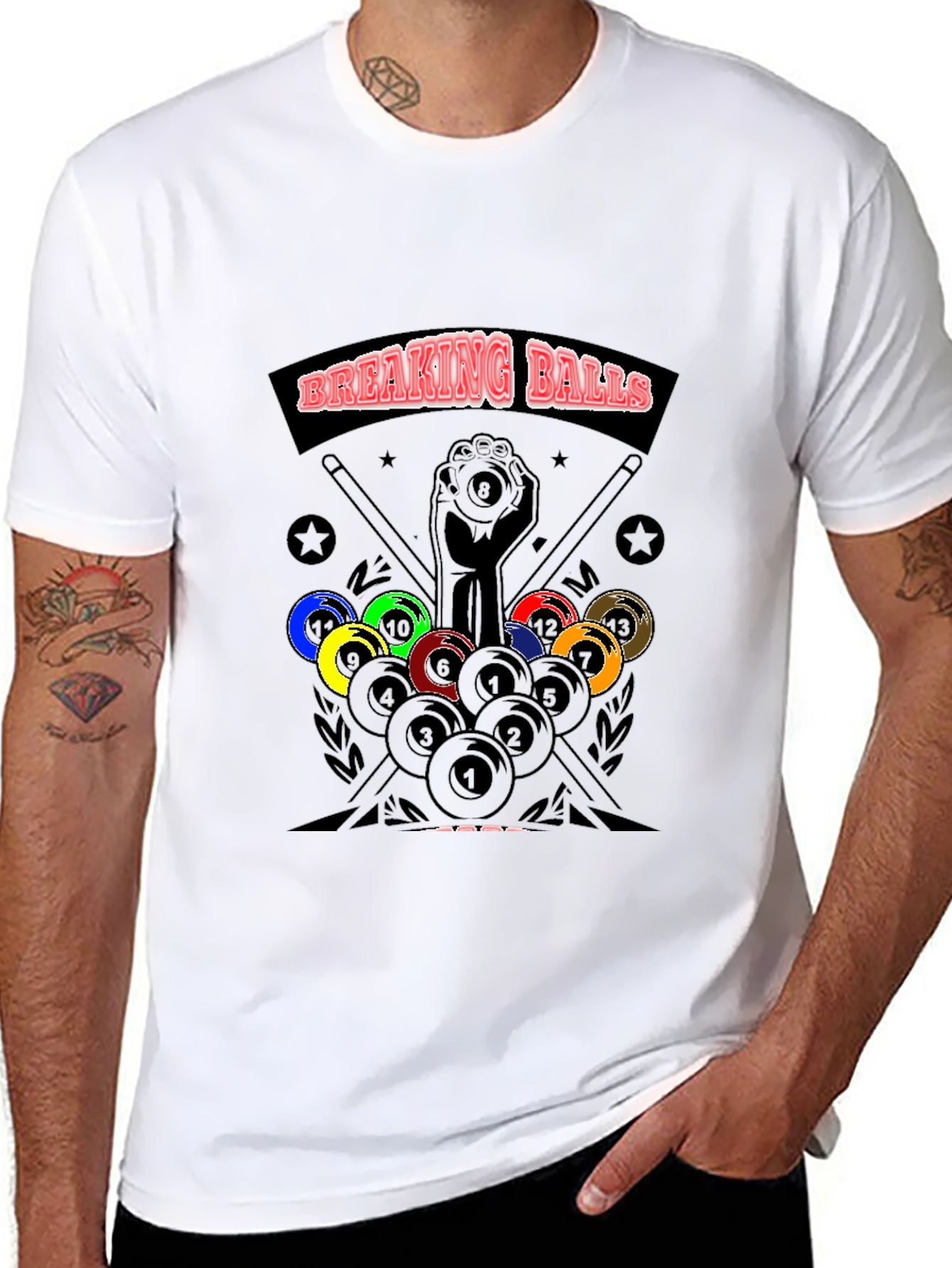 Breaking Balls Graphic T-Shirt - Billiards Design