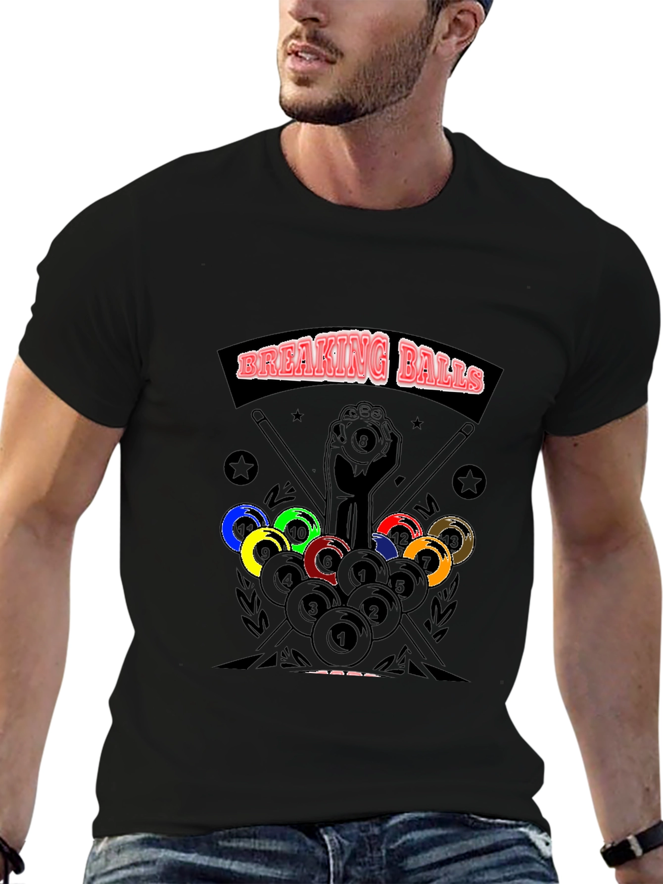 Breaking Balls Graphic T-Shirt - Billiards Design