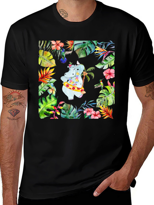 Tropical Hippo T-Shirt - Summer Vibes