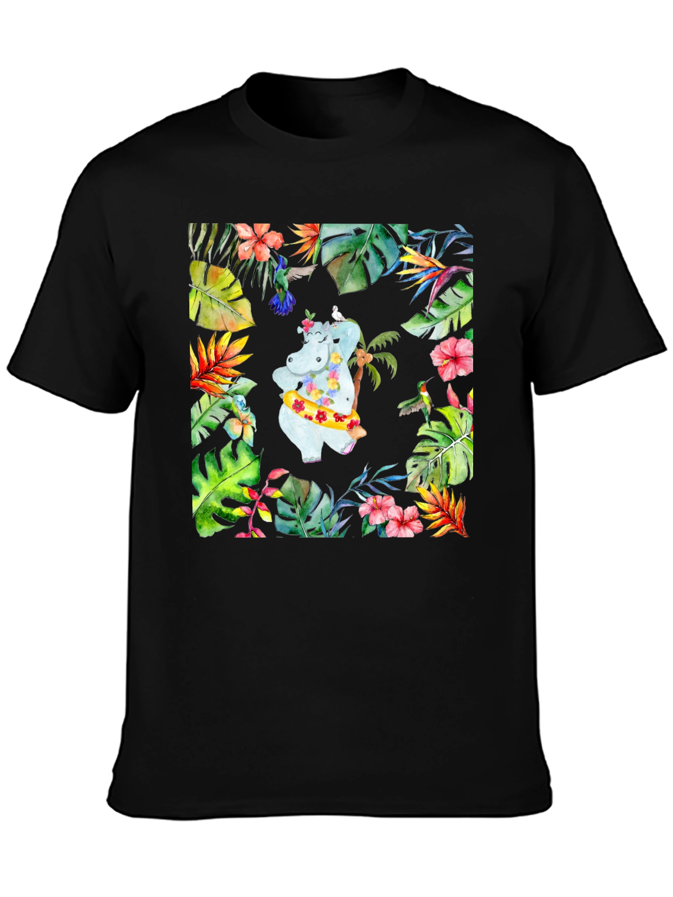 Tropical Hippo T-Shirt - Summer Vibes