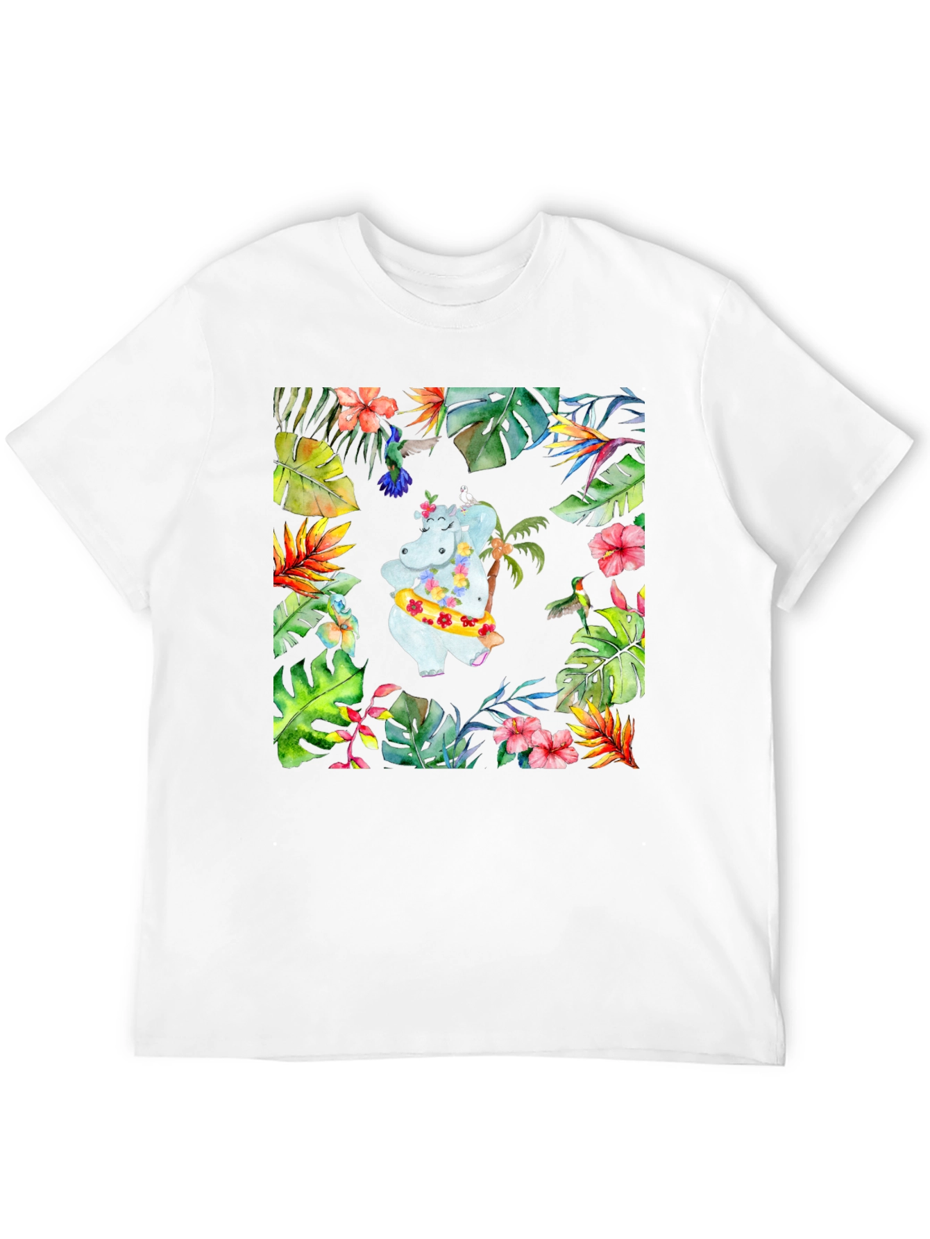 Tropical Hippo T-Shirt - Summer Vibes