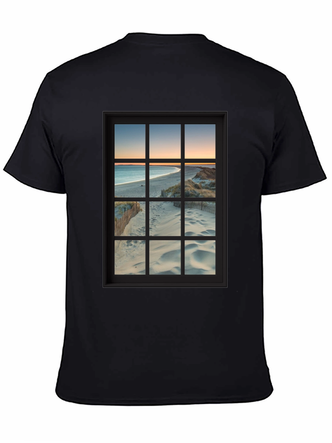 Beach View Window Graphic T-Shirt - Coastal Comfort