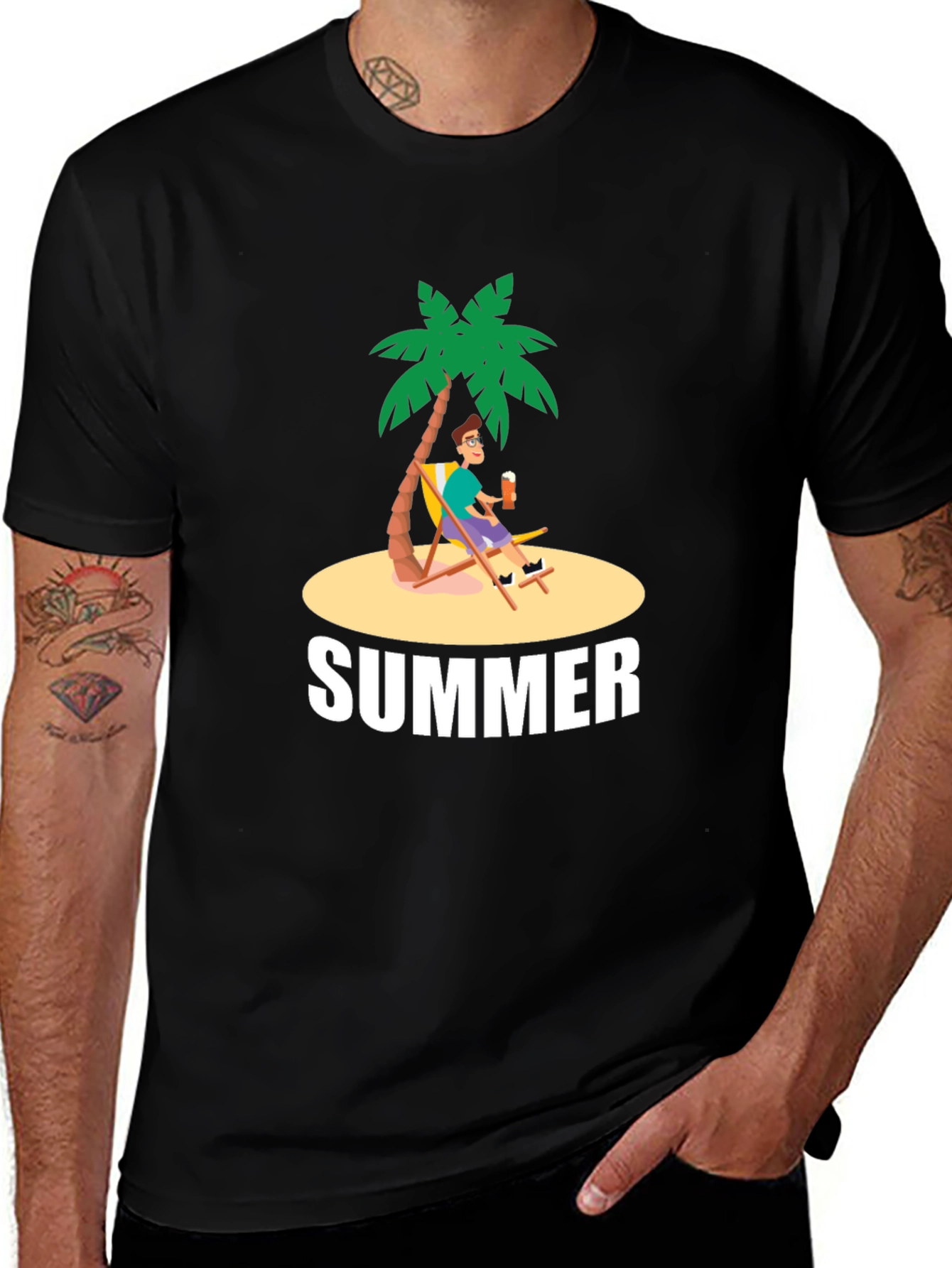 Summer Vibes Graphic T-Shirt - Palm Tree Design