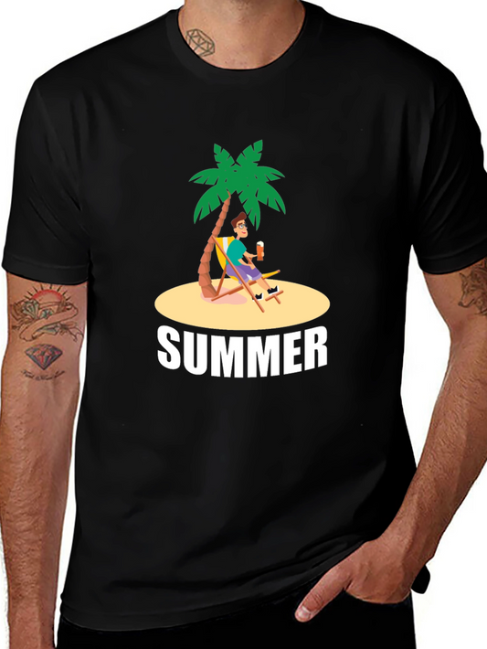Summer Vibes Graphic T-Shirt - Palm Tree Design
