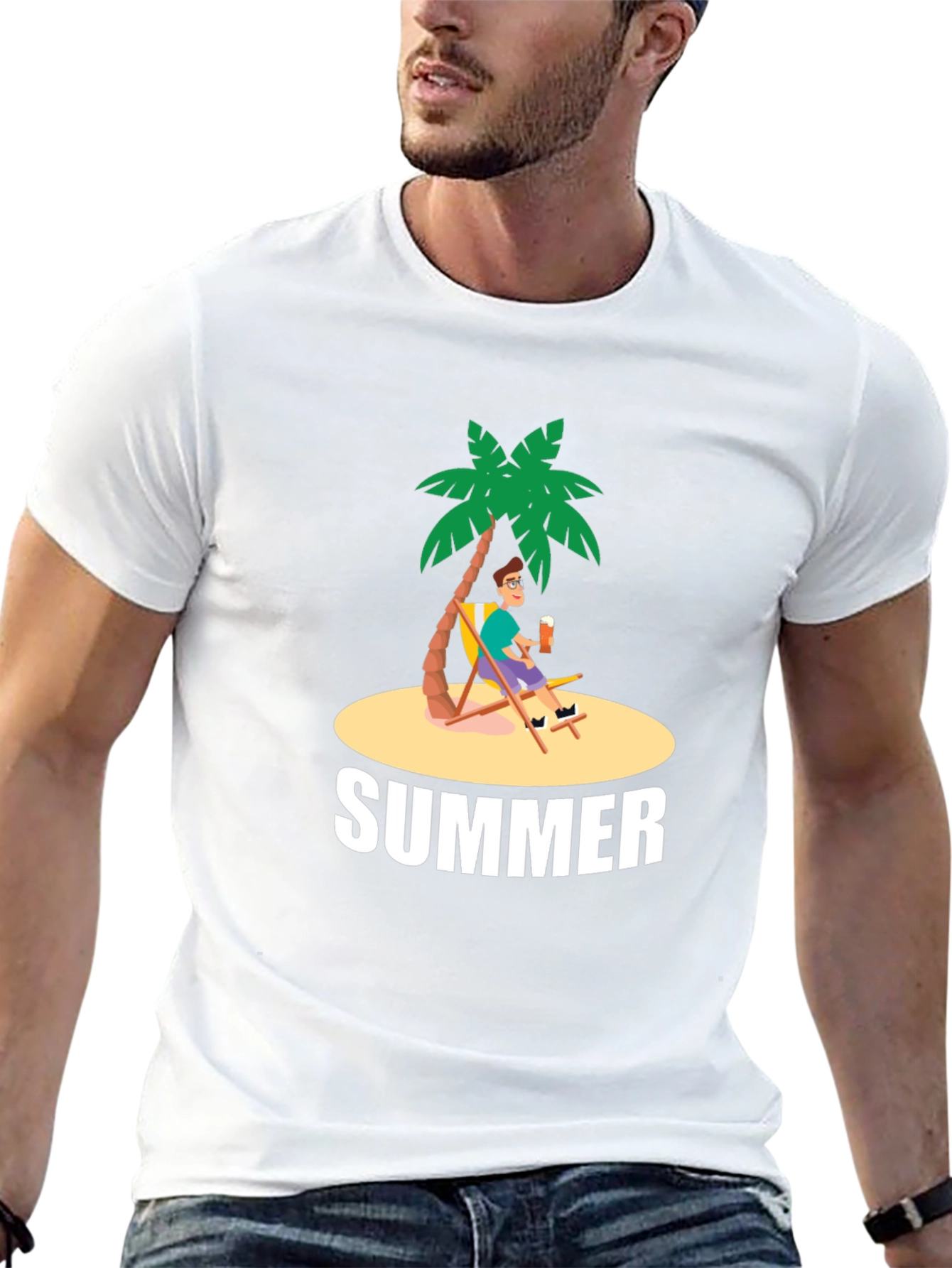 Summer Vibes Graphic T-Shirt - Palm Tree Design